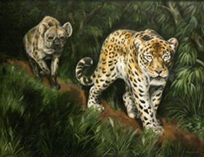 picture Марина Ефремова: Диптих За каждым леопардом ходит своя гиена - На охоте